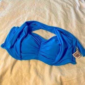 Neon Blue Swim Bikini Halter Top Plus Size 3X